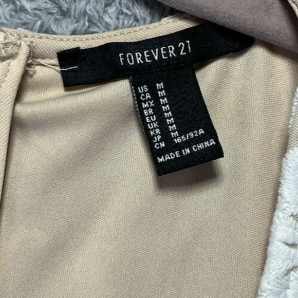 Forever 21 Medium Floral Lace Dress Fit & Flare Ivory Lace Coquette Low Cut Mini - Picture 4 of 13